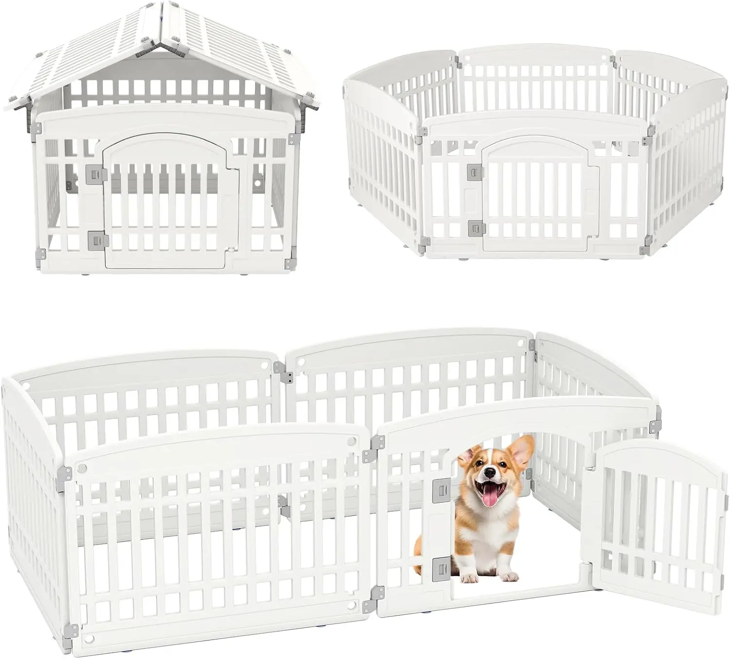 PETSITE 6-Panel Plastic Dog Playpen with Door