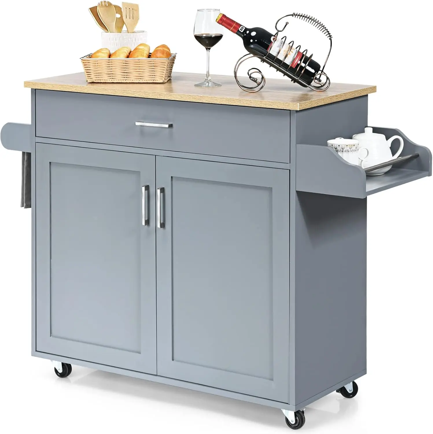 PETSITE Kitchen Island Cart with Storage Cabinet on Wheels