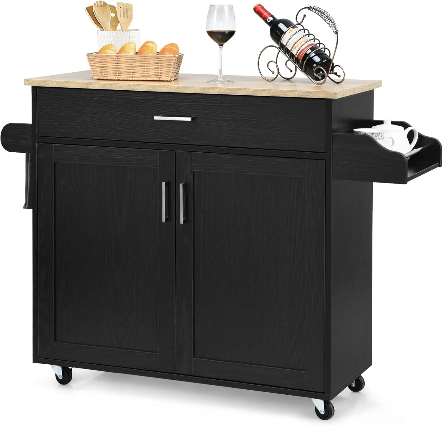 PETSITE Kitchen Island Cart with Storage Cabinet on Wheels
