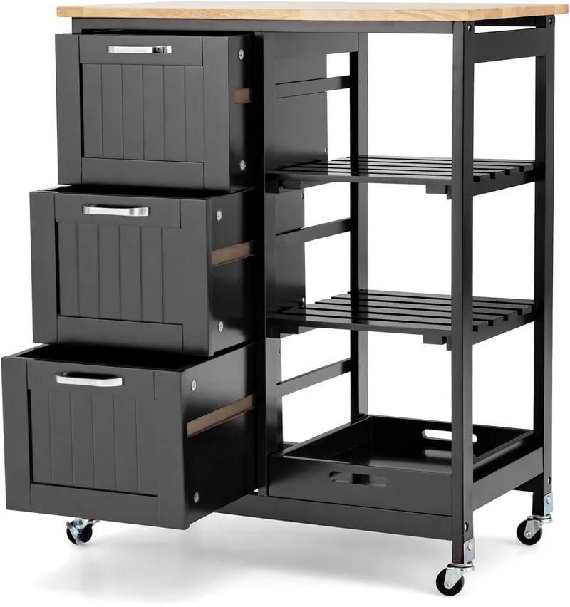 PETSITE Kitchen Island Cart with Storage & Wheels